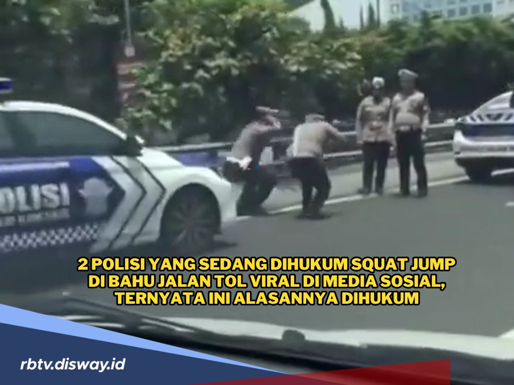 Viral di Media Sosial 2 Polisi Dihukum Squat Jump di Bahu Jalan Tol