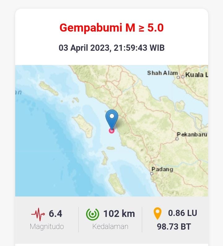 Breaking News Gempa 6 4 Sr Guncang Padang Sidempuan