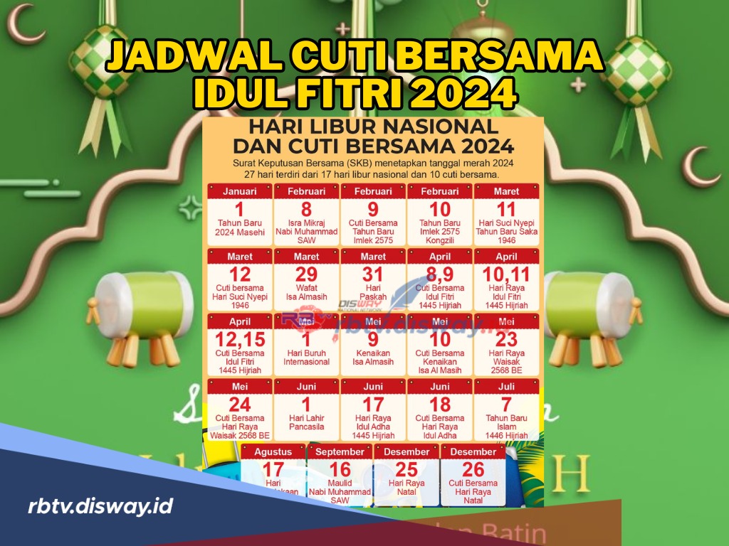 Kapan Cuti Bersama Idul Fitri 2024? Berikut Informasinya serta Jadwal Hari Raya Idul Fitri 2024