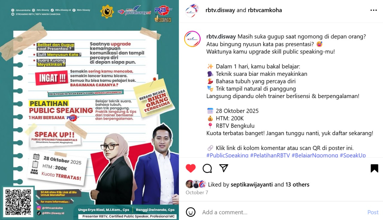Kuota Menipis! Pendaftaran Public Speaking RBTV Segera Ditutup, Berikut Benefit yang Bakal Diterima