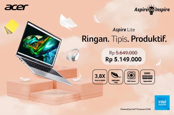 Acer Aspire Lite Review dan Spesifikasi, Ringan Serta Tipis Laptop Ini Telah Resmi Rilis di Indonesia