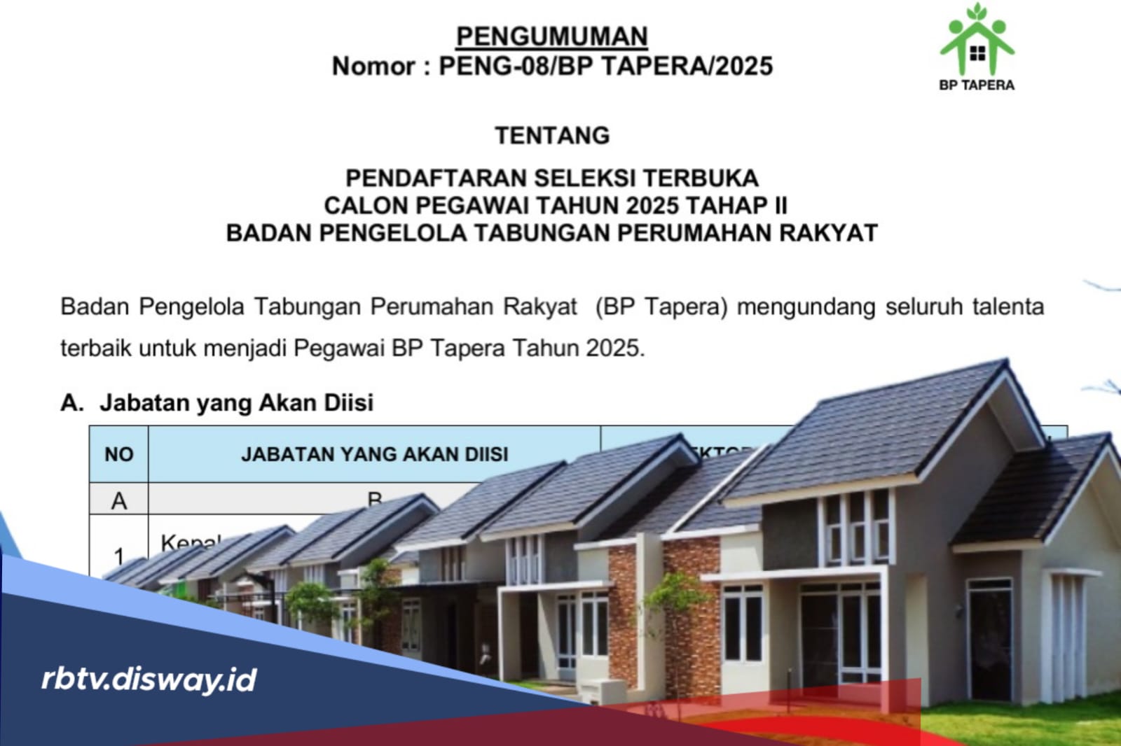 Link Pendaftaran Lowongan Kerja BP Tapera, Ini Syarat yang Harus Disiapkan