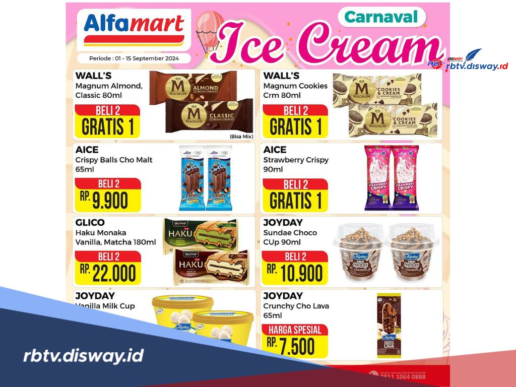 Promo Carnaval  Es Cream di Alfamart September 2024, Beli 2 Gratis 1, Buruan Serbu!