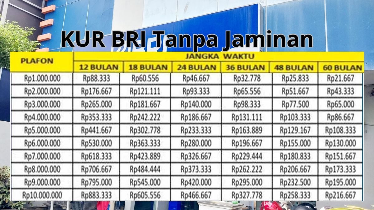 Tanpa Biaya Provisi, Ini Tabel Angsuran Pinjaman KUR BRI Rp 55-60 Juta Bulan November, Cek juga Bunganya