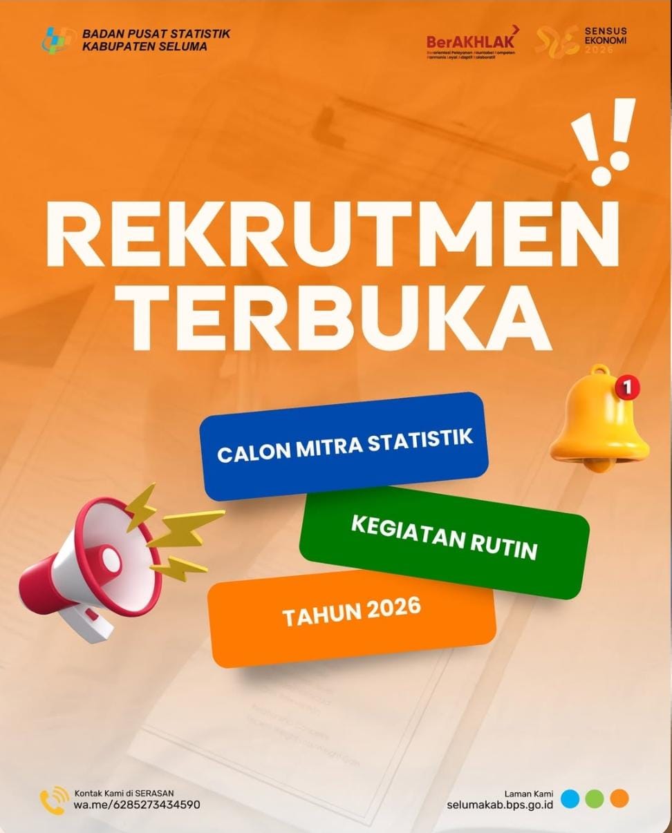 Penerimaan Calon Mitra Statistik BPS 2026 di Kabupaten Seluma Masih Dibuka, Usia 50 Tahun Bisa Daftar