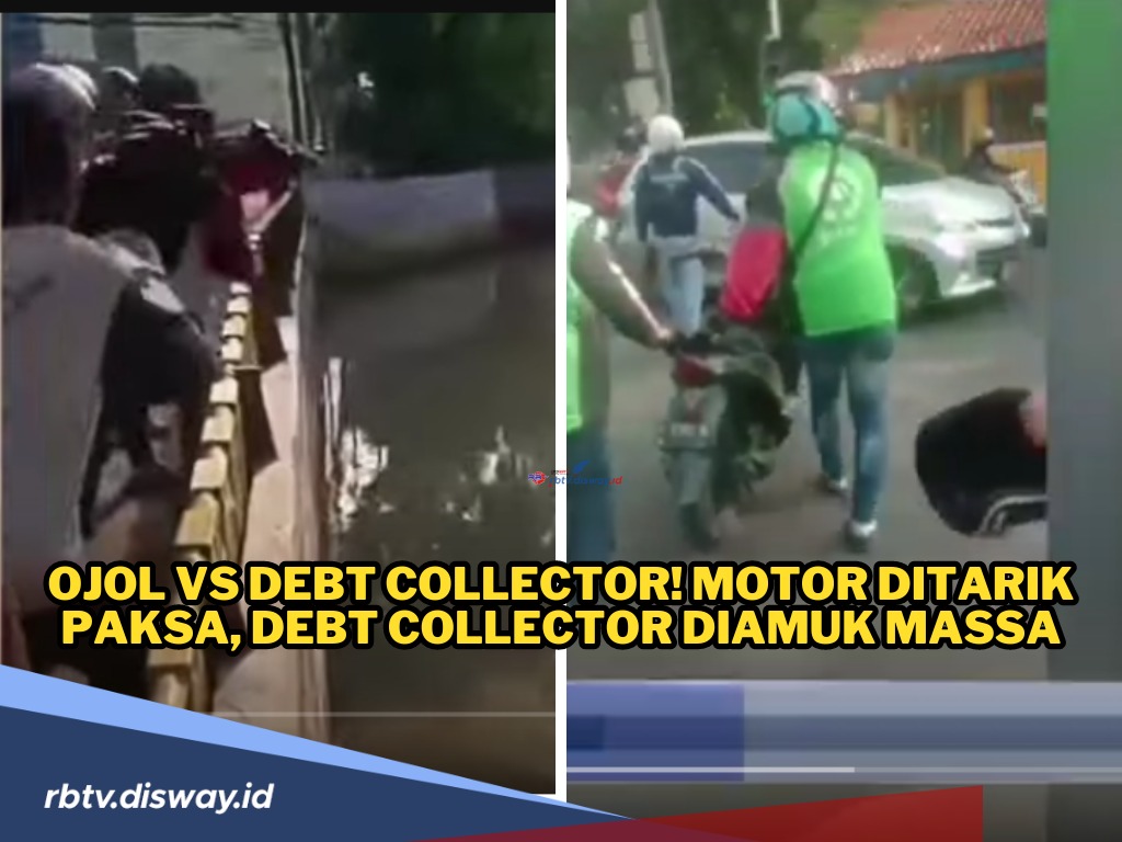 Ojol vs Debt Collector! Motor Ditarik Paksa, Debt Collector Diamuk Massa, Motornya Dibuang ke Kali 
