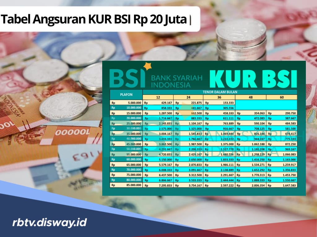 3 Tipe Angsuran Pinjaman KUR BSI 2025, Lengkap Cara Pengajuan dan Tabel Angsuran Rp 20 Juta 