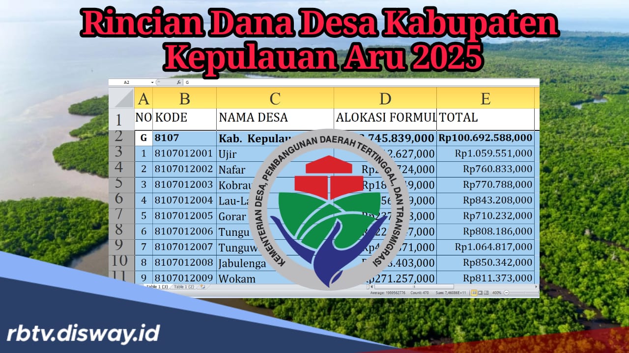 Rincian Dana Desa Kabupaten Kepulauan Aru 2025, Ini Nominal yang Diterima Desa Jambu Air