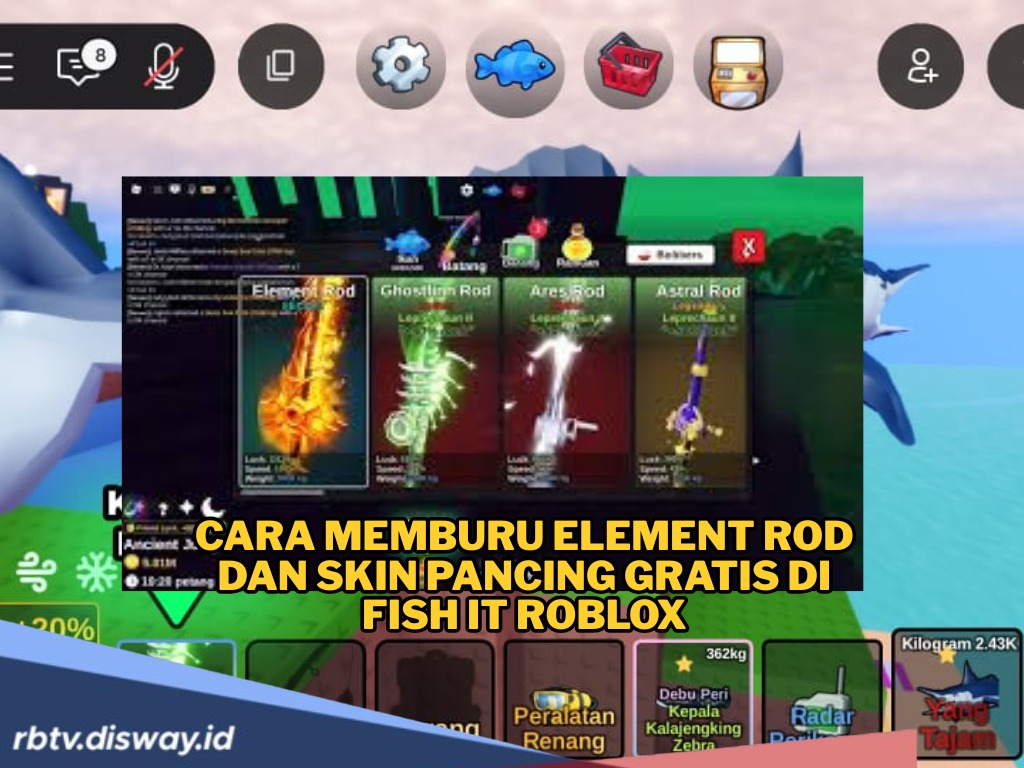 Cara Memburu Element Rod dan Skin Pancing Gratis di Fish It Roblox, Modal Nol Hasil Maksimal