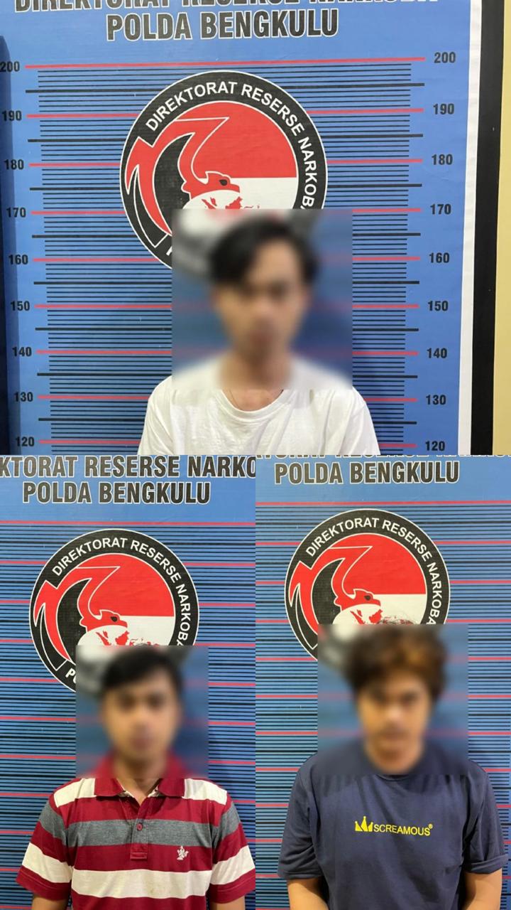 Kerap Transaksi Narkoba di Kawasan Ini, 3 Pria Warga Kota Bengkulu Ditangkap Polisi