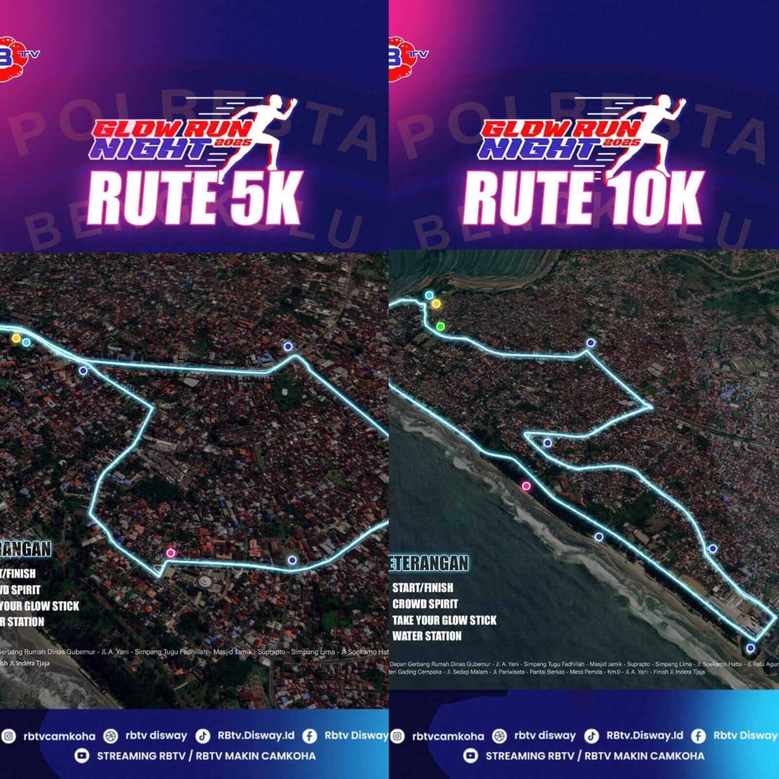 Ini Rute Glow Run Night RBTV X Polresta Bengkulu 2025