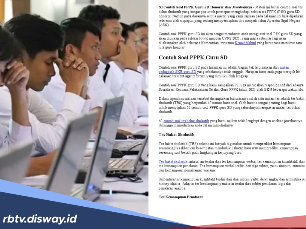 Siap Lulus Seleksi, Ini Bocoran Contoh Soal Tes PPPK Tahap II Guru SD