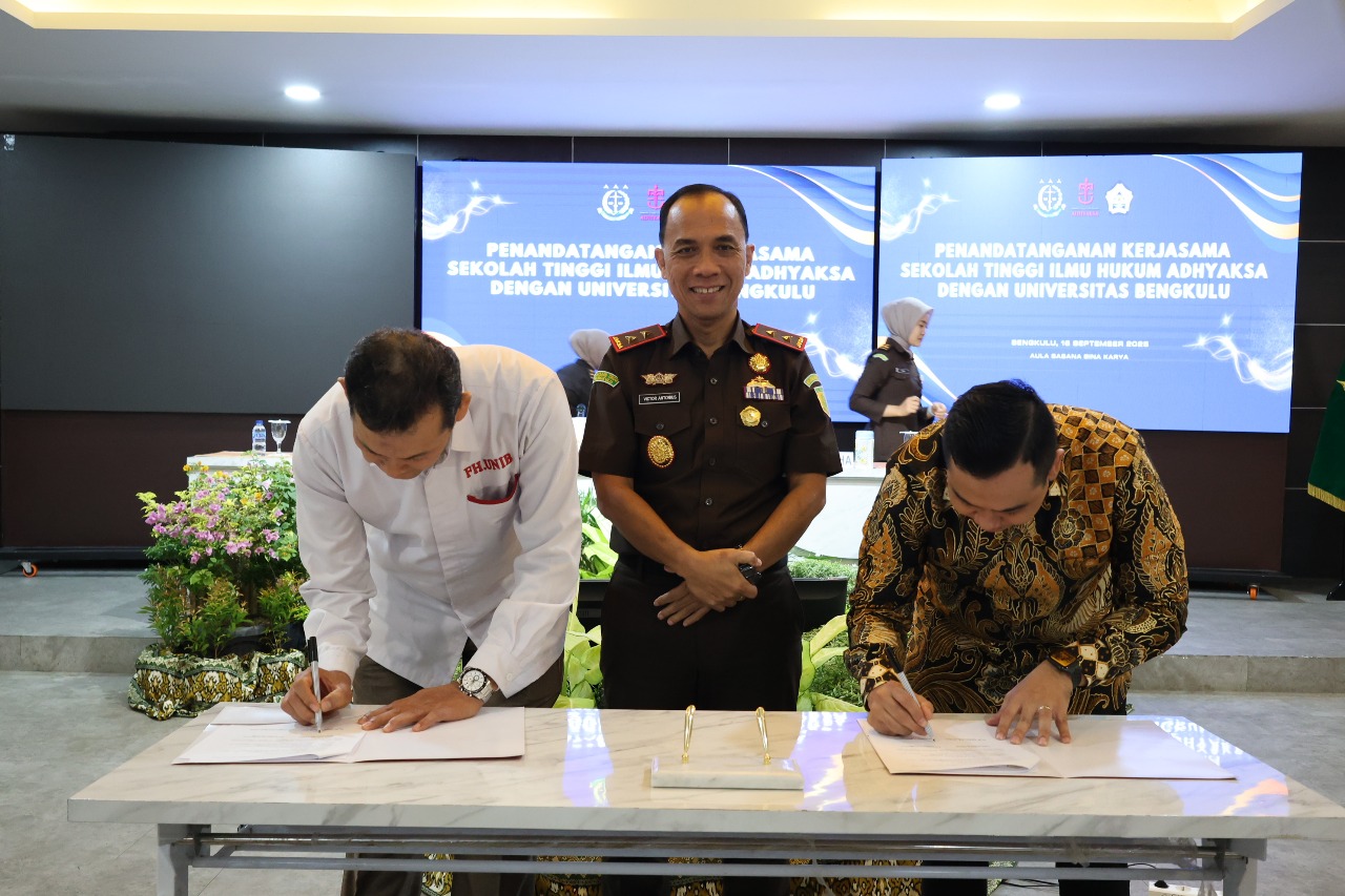 Kejati Bengkulu Tuan Rumah MoU Sekolah Tinggi Ilmu Hukum Adhyaksa (STIH Adhyaksa) dan Universitas Bengkulu 
