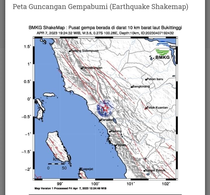 Gempa Hari Ini, Gempa 3,6 SR Guncang Bukittinggi