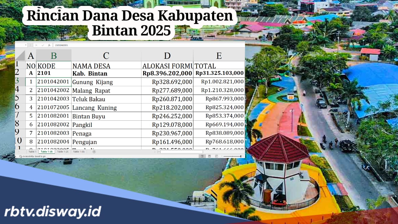 Rincian Dana Desa Kabupaten Bintan Tahun 2025, Lengkap untuk 26 Desa 