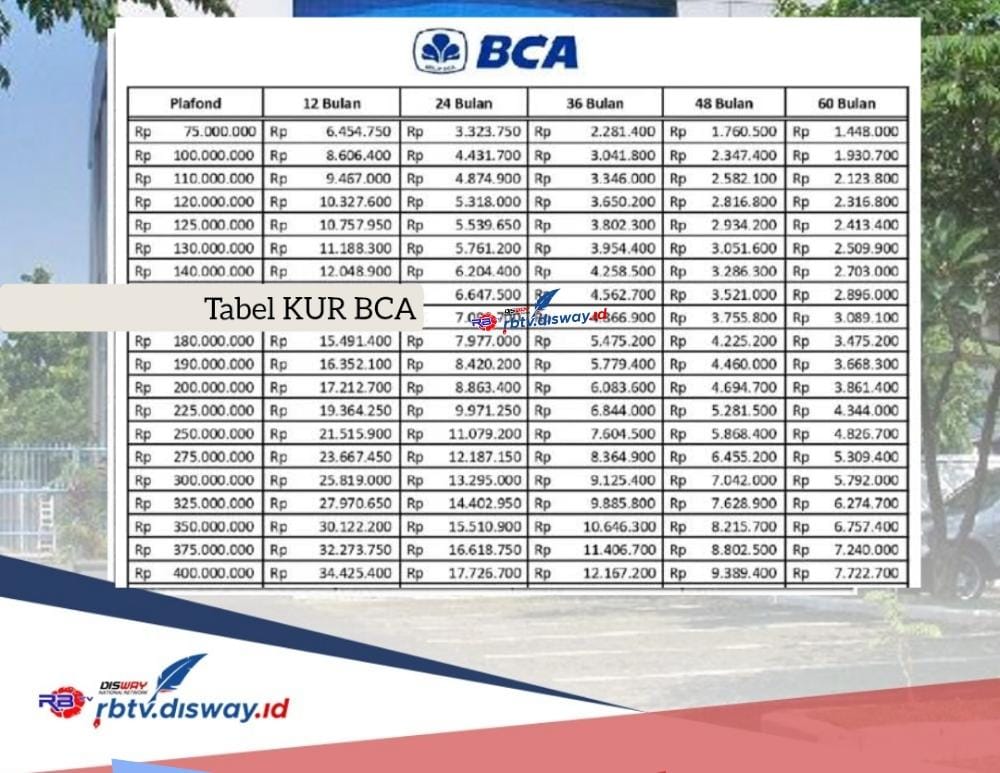 Tabel KUR BCA 2024 Pinjaman Rp 100 Juta, Ini Update Syarat dan Cara Pengajuannya