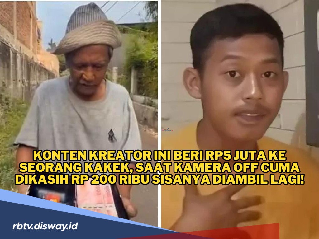 Waduh! Didepan Kamera Konten Kreator Ini Beri Uang Rp5 Juta ke Seorang Kakek, Ternyata Aslinya Cuma Segini