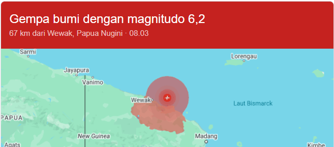 Gempa Bumi Magnitudo 6,2 Terjadi Kamis Pagi, Belum Ada Laporan Korban Jiwa 