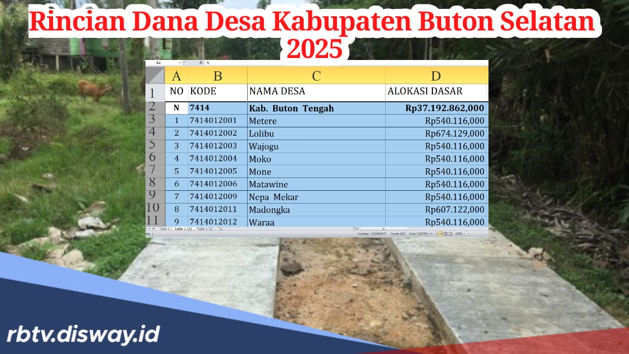 Rincian Dana Desa Kabupaten Buton Selatan Tahun 2025, Rata-rata Dapat Dana Segini 