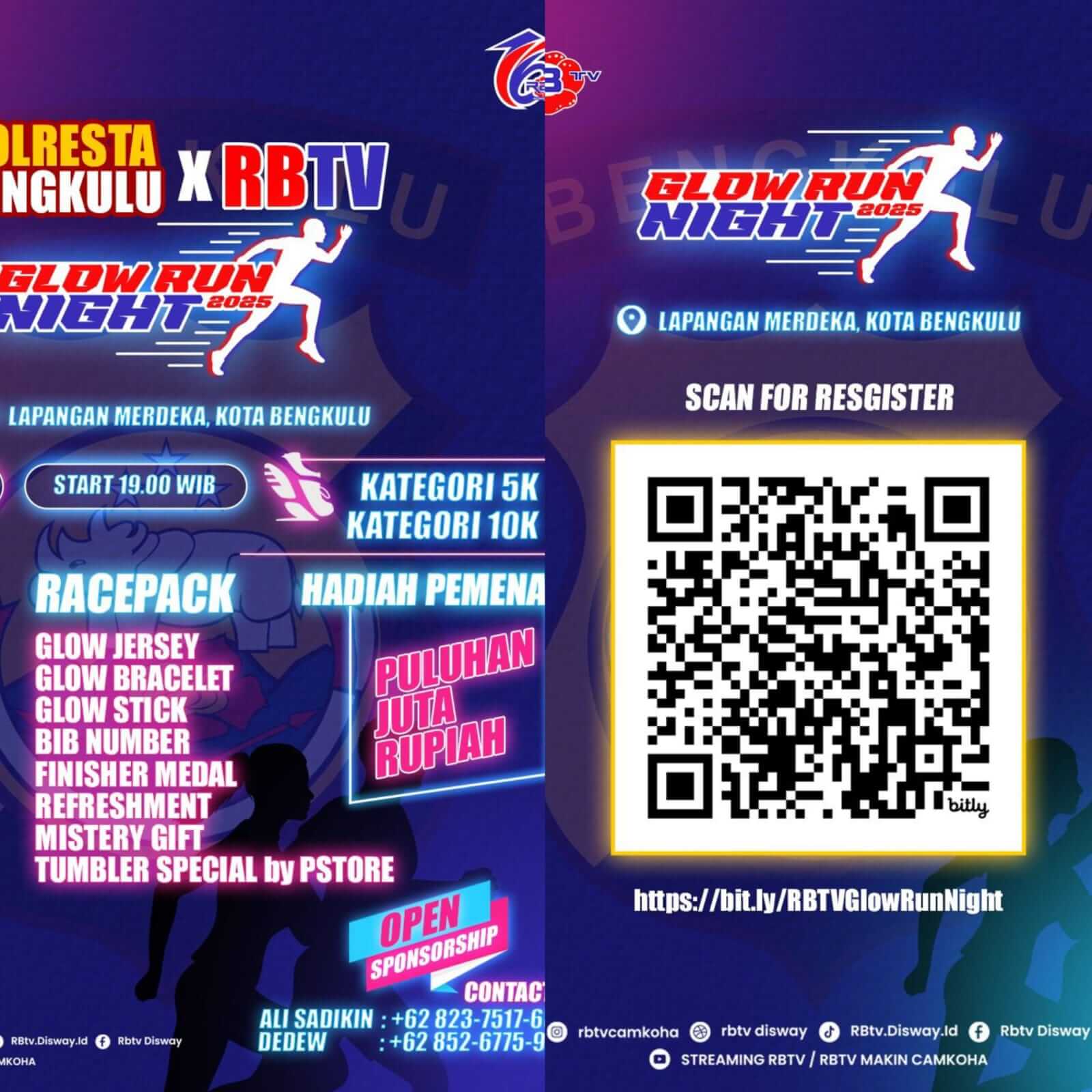 Pendaftar Glow Run Night RBTV X Polresta Bengkulu Terus Bertambah, Amankan Tiketmu Sekarang