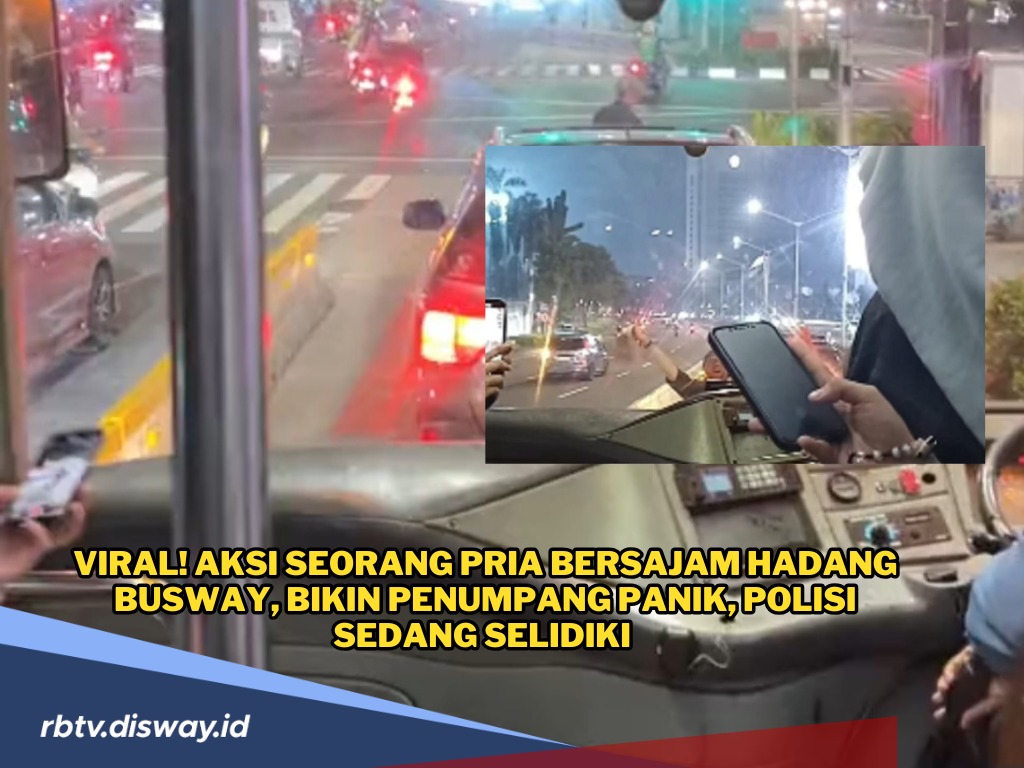 Pria Bersajam Hadang Bus TransJakarta, Penumpang Cemas dan Panik