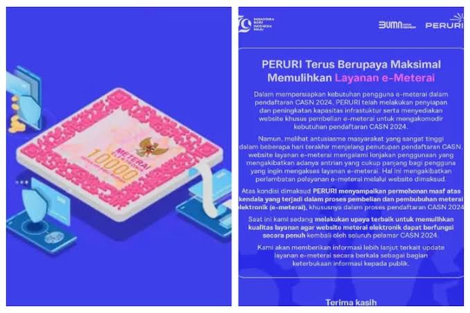 Perpanjangan Pendaftaran CPNS 2024 Lantaran E-Meterai Error, Ini Klarifikasi Peruri