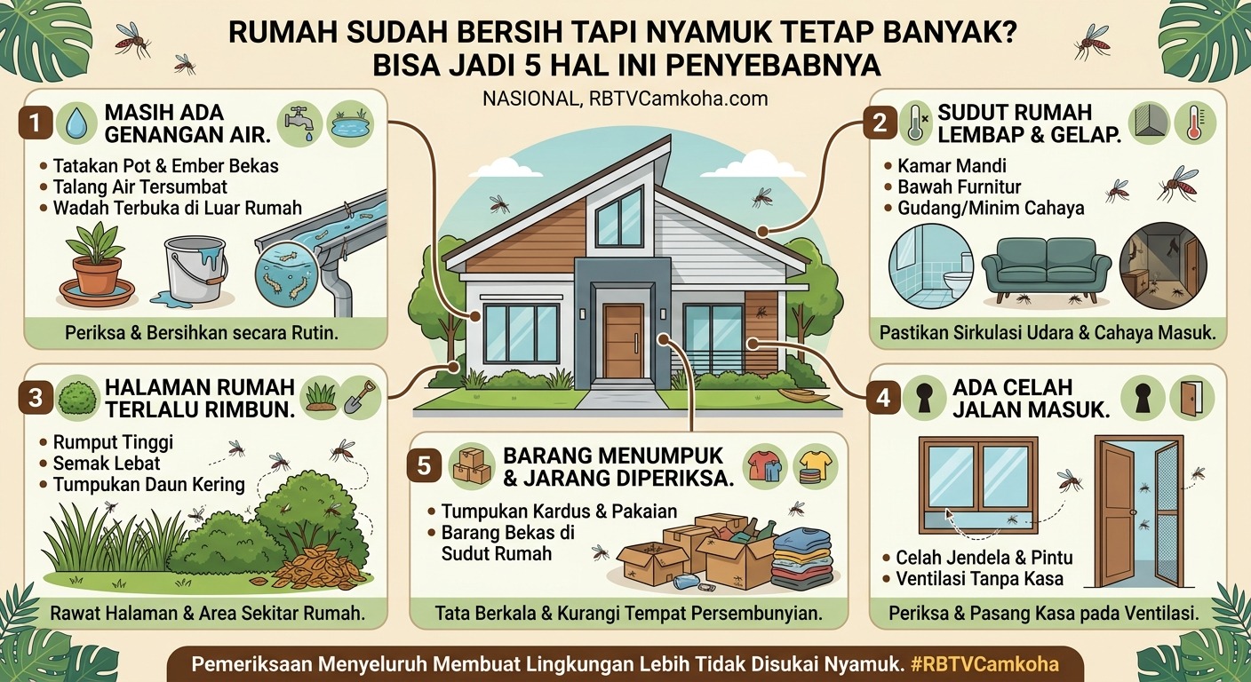 Rumah Sudah Bersih tapi Nyamuk Tetap Banyak? Bisa Jadi 5 Hal Ini Penyebabnya