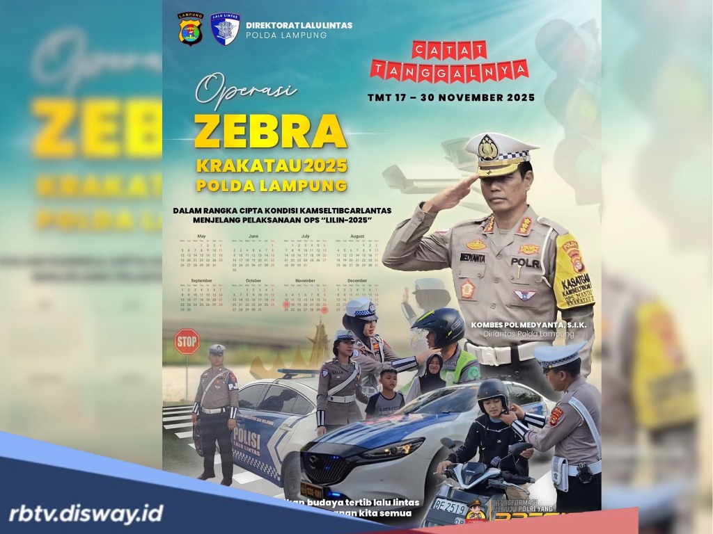 Operasi Zebra Lampung 2025 Mulai! Siap-siap Ini Jam Patroli, Titik Razia dan Daftar Pelanggaran yang Diburu