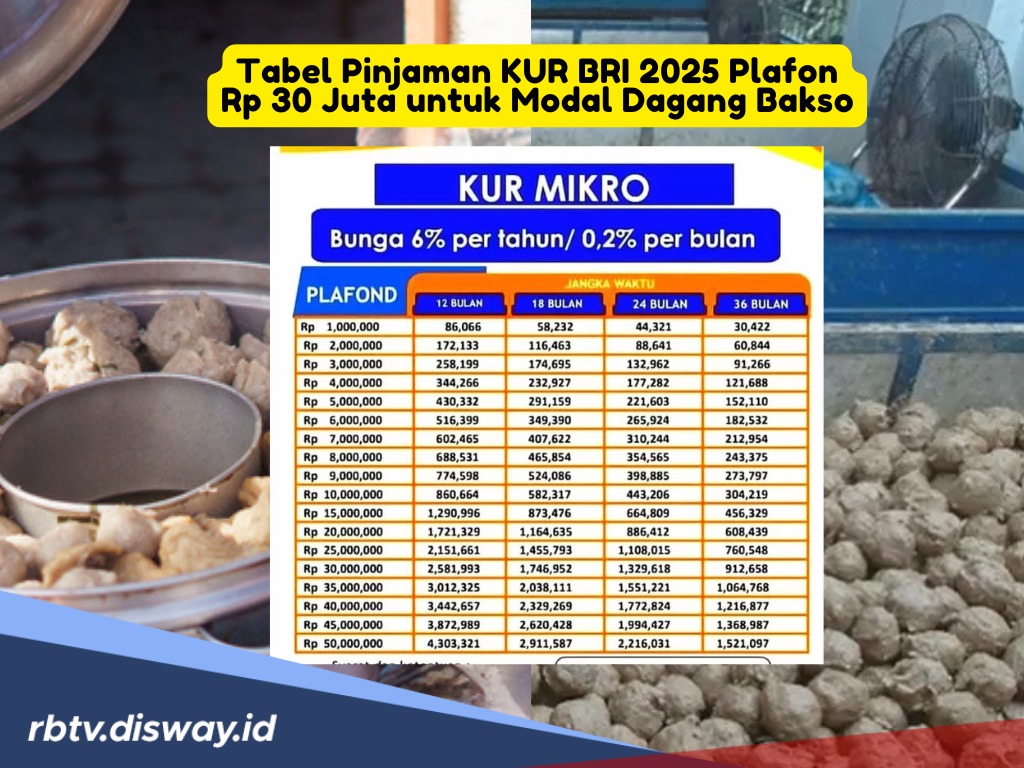 Tabel Pinjaman KUR BRI 2025 Plafon Rp 30 Juta untuk Modal Dagang Bakso, Segera Cek