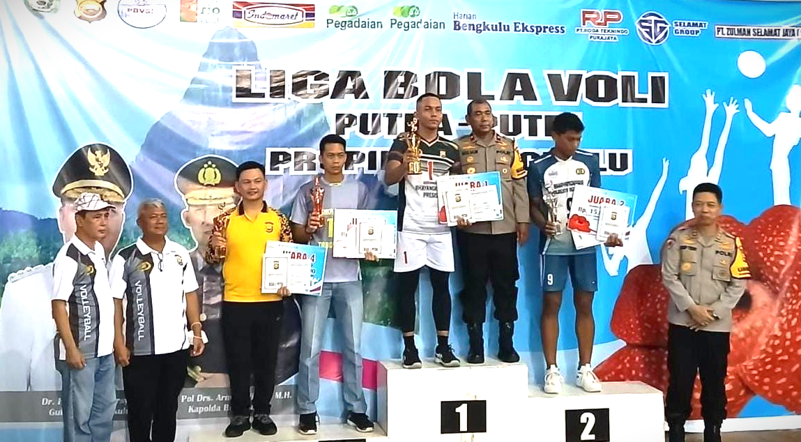 Tim Bhayangkara Jupi Polres Kepahiang Juara Empat Liga Voli Provinsi Bengkulu