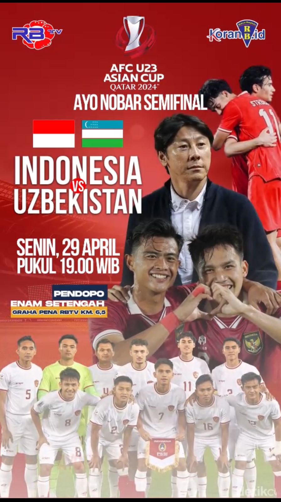 Ayo Nobar Semifinal Piala Asia U-23 Indonesia Vs Uzbekistan di Graha Pena Rakyat Bengkulu 