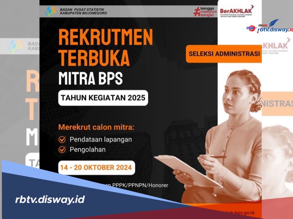 Segera Daftar, Ini Syarat dan Kualifikasi Rekrutmen Calon Mitra Statistik 2025 Bojonegoro, Besok Terakhir