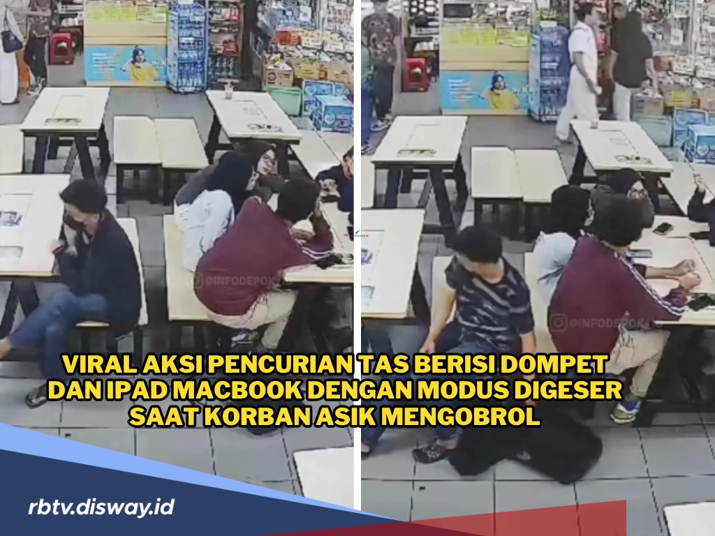 Viral Aksi Pencurian Tas Berisi Dompet dan iPad Macbook di Kantin Kampus Kawasan Depok