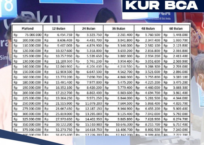 Syarat KUR BCA 2024 Cukup Lampirkan KK, Ini Tabel Angsuran Pinjaman Rp 40 Juta Jangka Waktu 5 Tahun