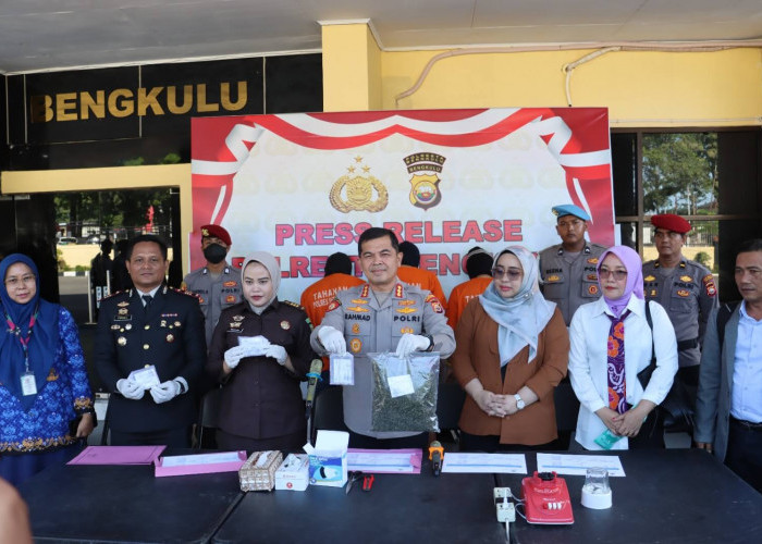 Kapolresta Bengkulu Musnahkan Barbuk Sabu dan Ganja Milik 3 Residivis agar Tidak Disalahgunakan
