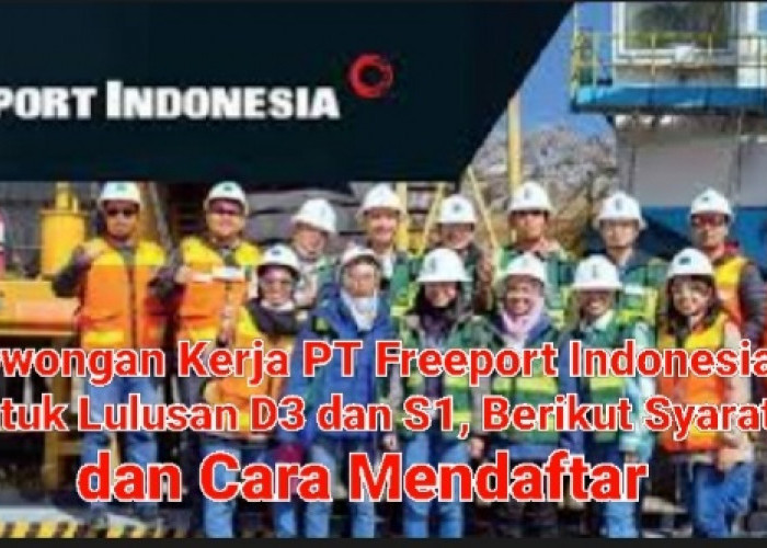 Lowongan Kerja PT Freeport Indonesia untuk Lulusan D3 dan S1, Berikut Syarat dan Cara Mendaftar
