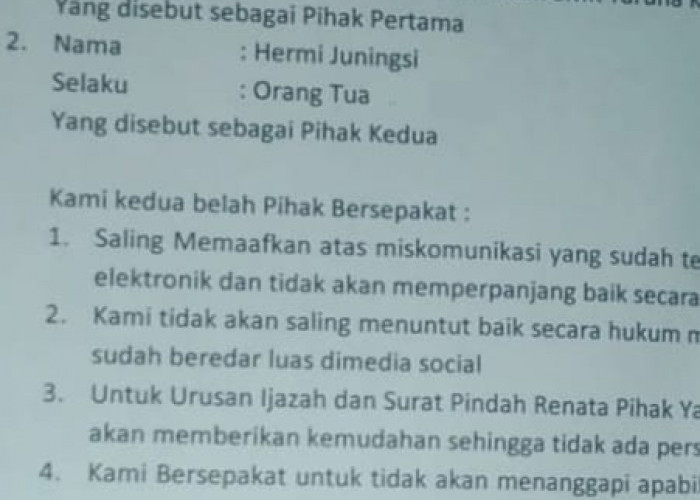 Sepakat Damai, Surat Pindah Pelajar SMK di Bengkulu Tengah Tidak Dipersulit