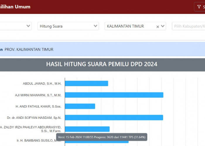 Update Hasil Perolehan Suara Sementara 20 Calon DPD Kalimantan Timur, Sinta Rosma Yenti Masih di Atas 