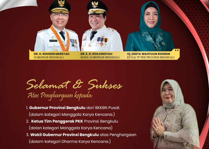 Kadis Kominfotik: Selamat atas Raihan Prestasi Gubernur, Wakil Gubernur dan Ketua TP PKK Provinsi Bengkulu