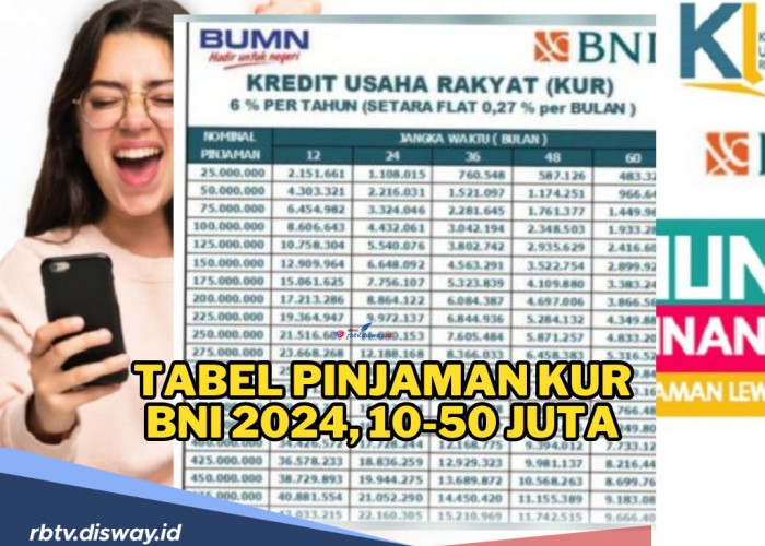 Tabel Pinjaman KUR BNI 2024, Pinjaman Rp 10 Juta-50 Juta Tanpa Agunan, Cicilan Mulai dari Rp 100 Ribuan