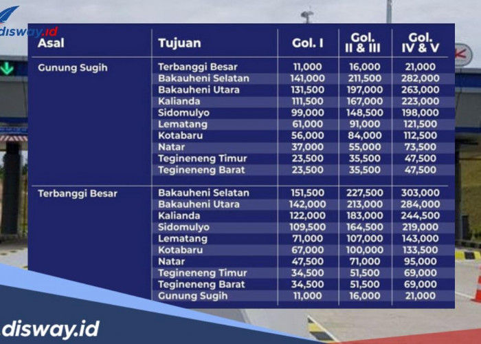 Catat! Ini Tarif Tol Palembang-Lampung, Cek juga Tips agar Aman Mudik Jalur Tol