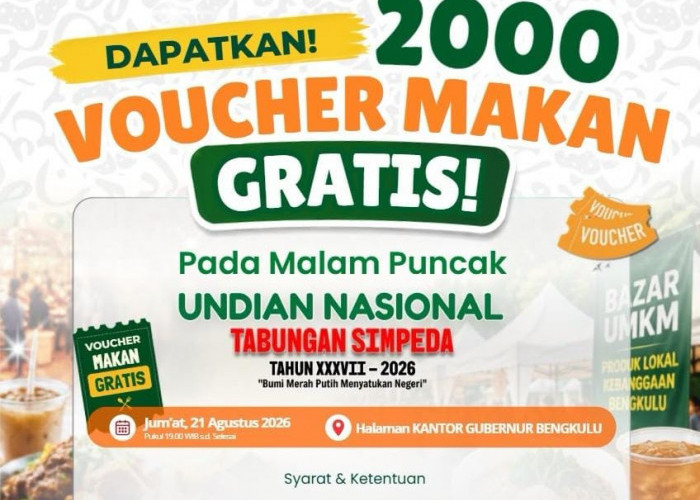 Bank Bengkulu Berikan 2 Ribu Voucher Makan Gratis dan Doorprize di Malam Puncak Undian Simpeda Nasional 