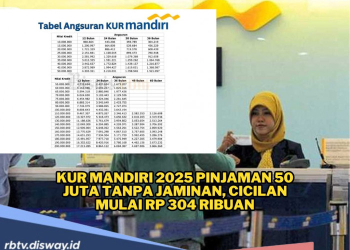 Tabel KUR Mandiri 2025 Rp50 Juta, Pinjaman Modal UMKM Angsuran Terendah Rp304 Ribuan