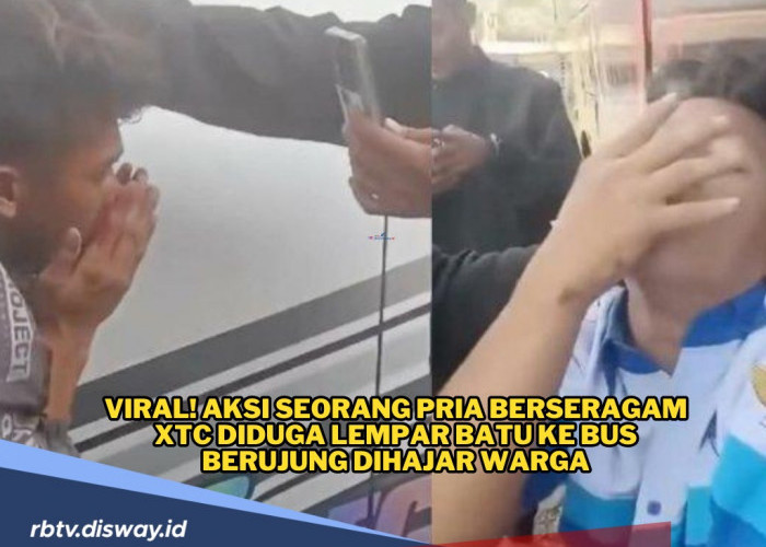 Viral! Seorang Pria Berseragam XTC Diduga Lempar Batu ke Bus Berujung Dihajar Warga