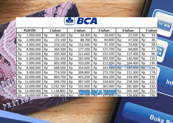 Tabel Angsuran KUR BCA 2024, Pinjaman Rp 5-30 Juta Bebas Biaya Admin, Ada Cicilan Rp 96 Ribu
