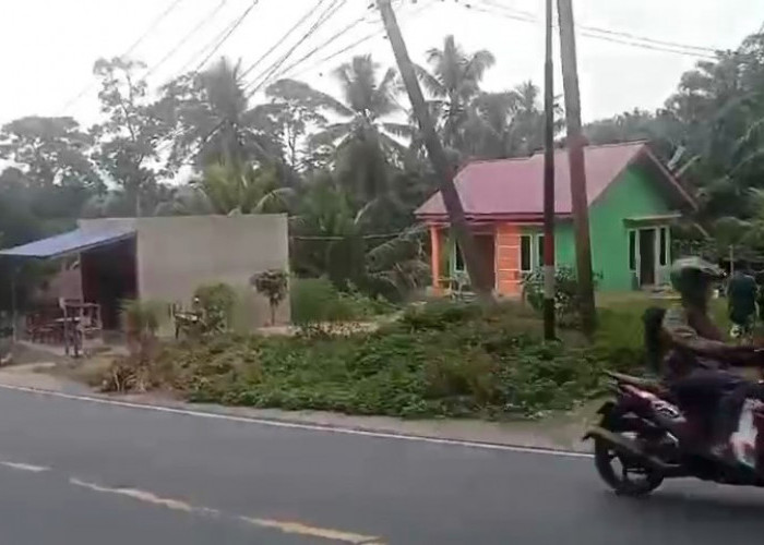 WASPADA. Tiang Listrik di Jalan Lintas Barat Sumatera Ancam Pengendara dan Rumah Warga