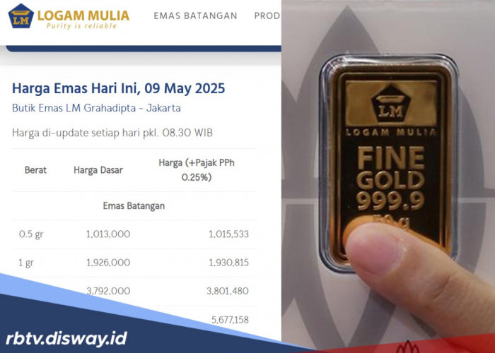Update Harga Emas Antam Logam Mulia Hari Ini 9 Mei 2025, Turun Rp 27.000