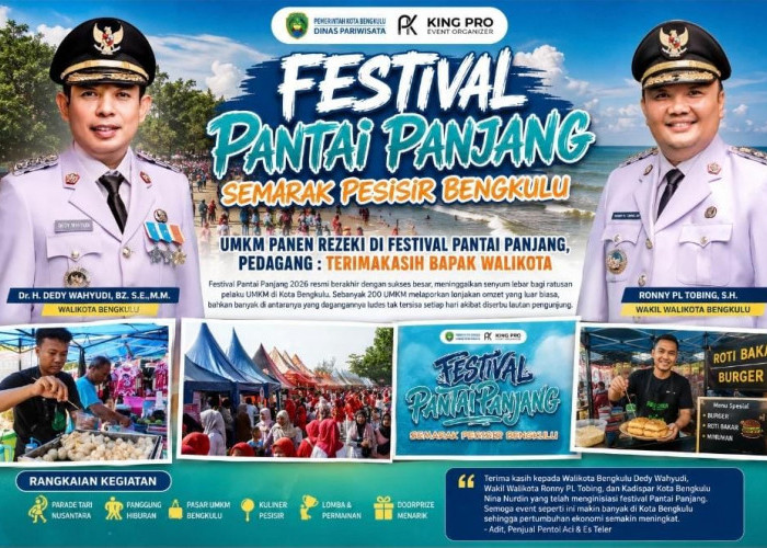 UMKM Panen Rezeki di Festival Pantai Panjang 2026, Pedagang: Terimakasih Bapak Walikota Bengkulu