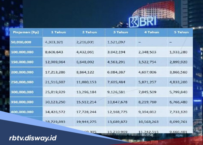 KUR BRI untuk Usaha, Ini Tabel Cicilan KUR BRI Terbaru Pinjaman Rp 50 Juta