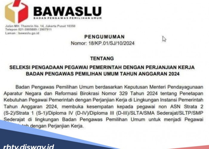 Bawaslu Buka 16.573 Formasi PPPK 2024 Tahap 2, Ini Rinciannya